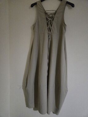 Sleeveless Lace-Up Midi Dress in Light Beige